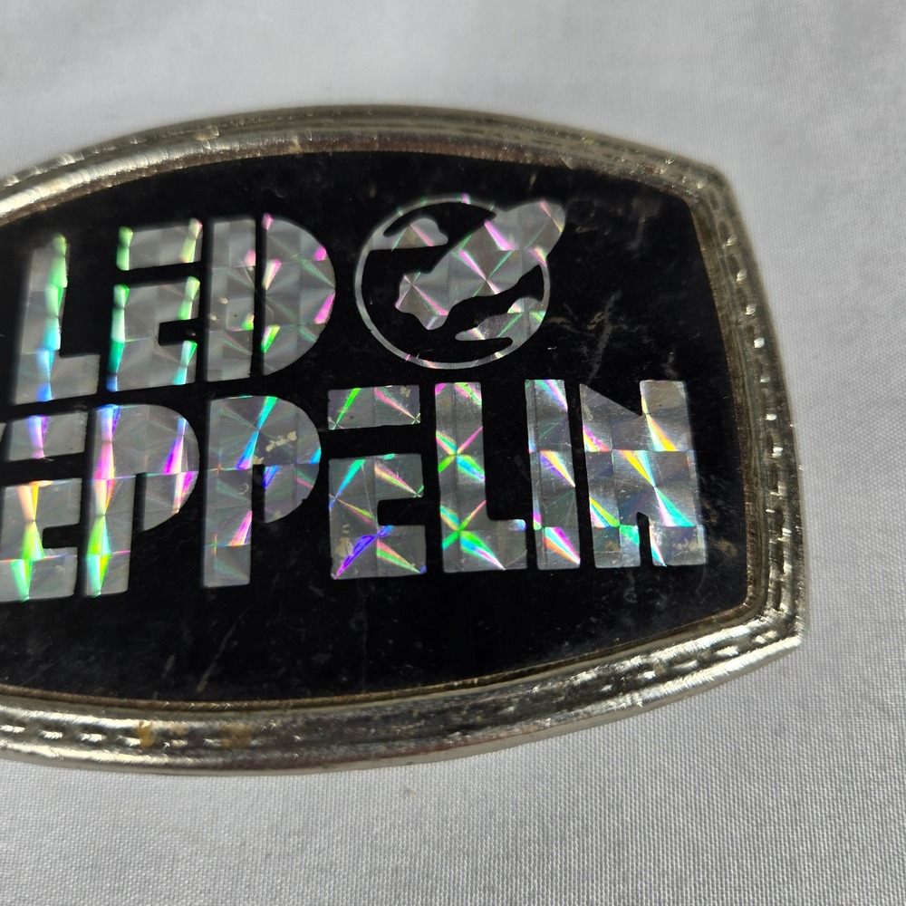 Vintage 1970s Led Zeppelin Belt Buckle Pacifica Holographic Prism Swan Song Logo - Picture 6 of 8